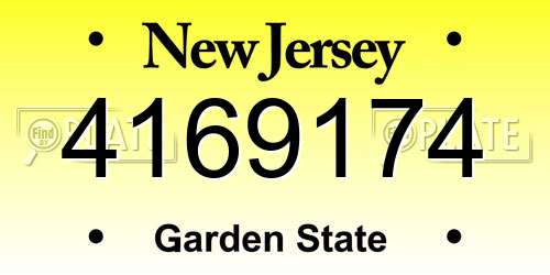 4169174 New Jersey License Plate