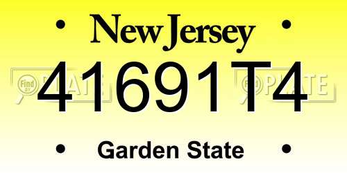 41691T4 New Jersey License Plate