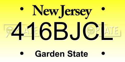416BJCL New Jersey License Plate