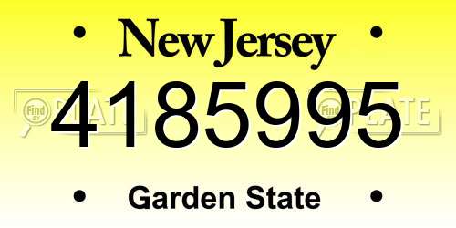 4185995 New Jersey License Plate