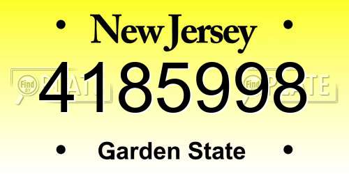 4185998 New Jersey License Plate