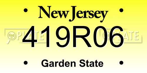 419R06 New Jersey License Plate