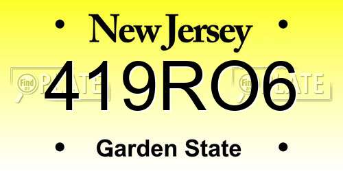 419RO6 New Jersey License Plate