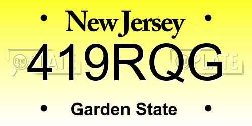 419RQG New Jersey License Plate