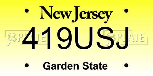 419USJ New Jersey License Plate