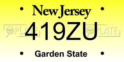 419ZU New Jersey License Plate