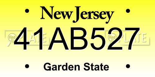 41AB527 New Jersey License Plate
