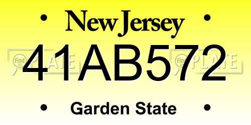 41AB572 New Jersey License Plate