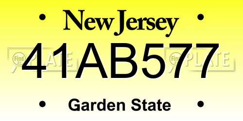 41AB577 New Jersey License Plate