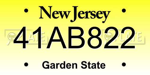 41AB822 New Jersey License Plate