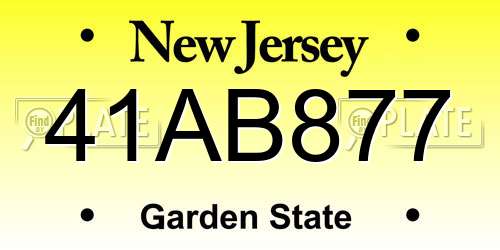 41AB877 New Jersey License Plate