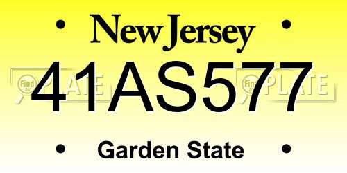 41AS577 New Jersey License Plate
