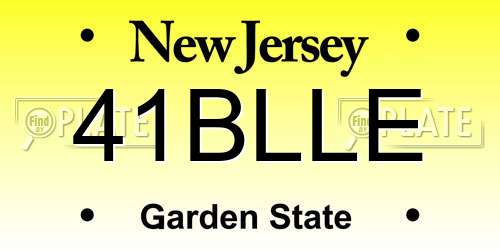 41BLLE New Jersey License Plate