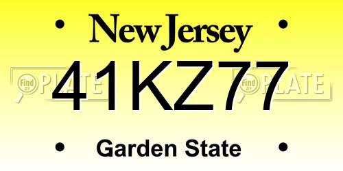 41KZ77 New Jersey License Plate