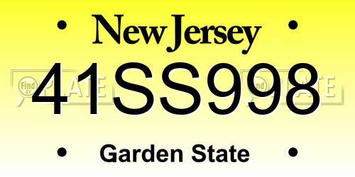 41SS998 New Jersey License Plate