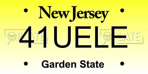 41UELE New Jersey License Plate