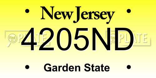 4205ND New Jersey License Plate