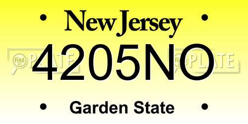 4205NO New Jersey License Plate