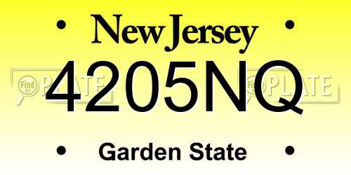 4205NQ New Jersey License Plate
