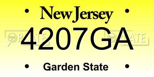 4207GA New Jersey License Plate