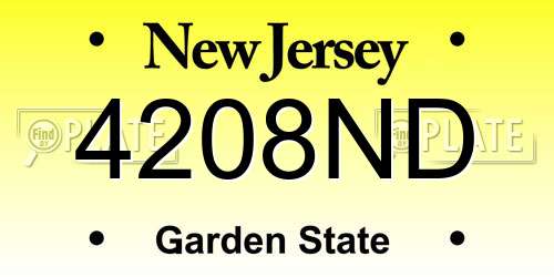 4208ND New Jersey License Plate