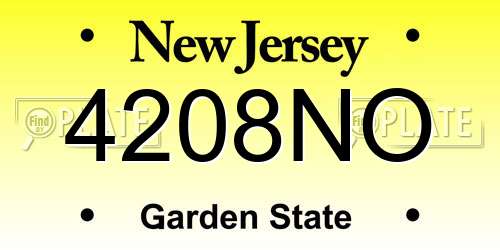 4208NO New Jersey License Plate