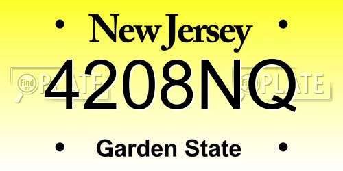 4208NQ New Jersey License Plate