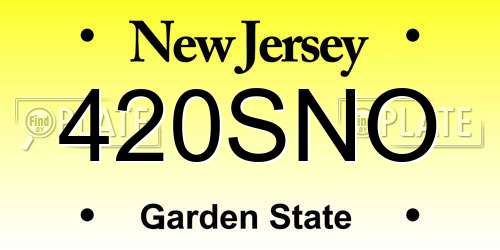 420SNO New Jersey License Plate