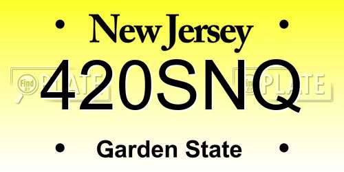 420SNQ New Jersey License Plate