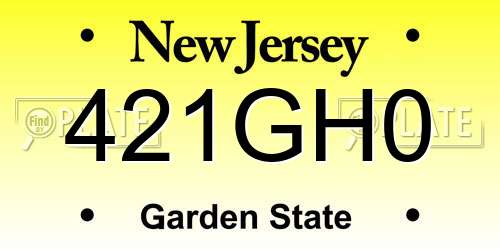 421GH0 New Jersey License Plate