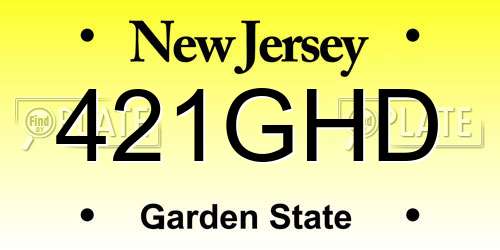 421GHD New Jersey License Plate