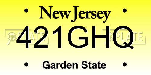 421GHQ New Jersey License Plate