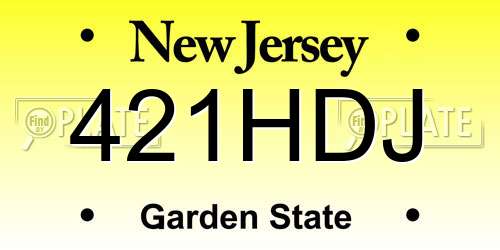 421HDJ New Jersey License Plate