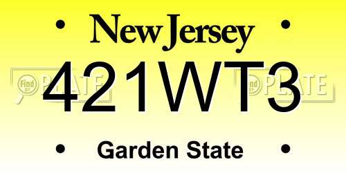 421WT3 New Jersey License Plate