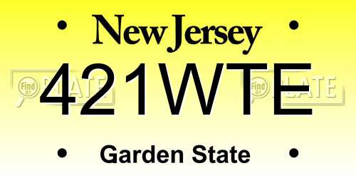 421WTE New Jersey License Plate