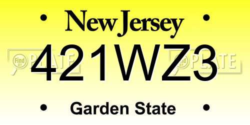 421WZ3 New Jersey License Plate