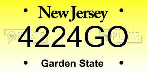 4224GO New Jersey License Plate