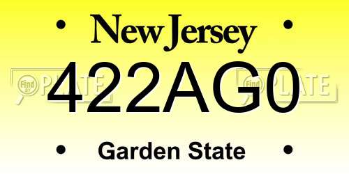 422AG0 New Jersey License Plate