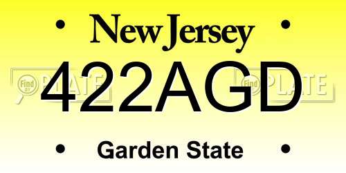 422AGD New Jersey License Plate