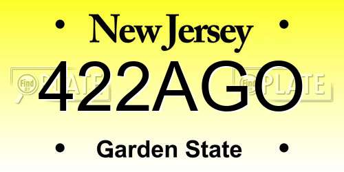 422AGO New Jersey License Plate