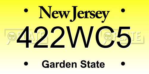 422WC5 New Jersey License Plate