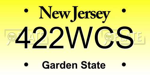 422WCS New Jersey License Plate