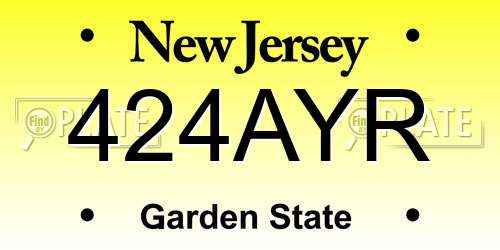 424AYR New Jersey License Plate