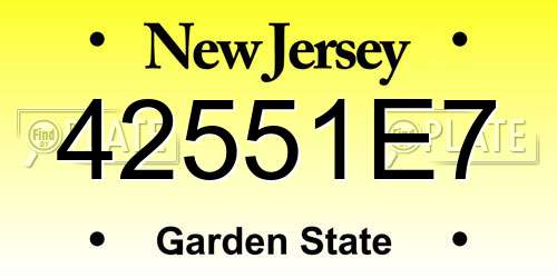 42551E7 New Jersey License Plate