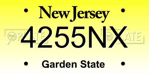 4255NX New Jersey License Plate