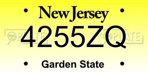 4255ZQ New Jersey License Plate