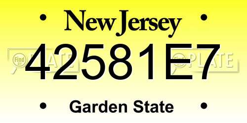 42581E7 New Jersey License Plate