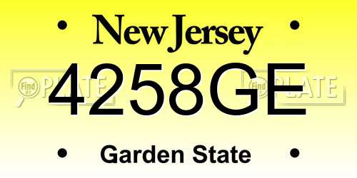 4258GE New Jersey License Plate