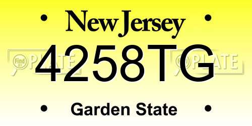 4258TG New Jersey License Plate