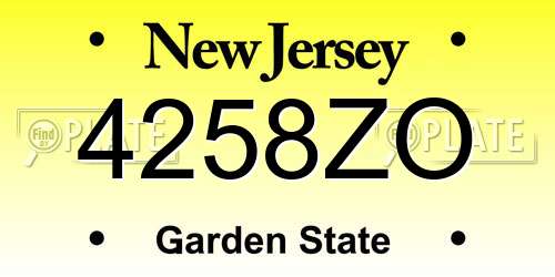 4258ZO New Jersey License Plate